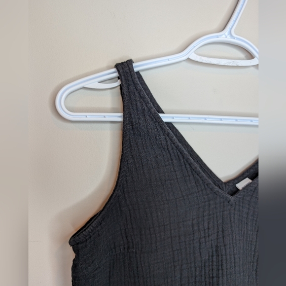 Old Navy Black Gauze Cotton Double V Neck Sleeveless Tank Top Women Small - Picture 8 of 8